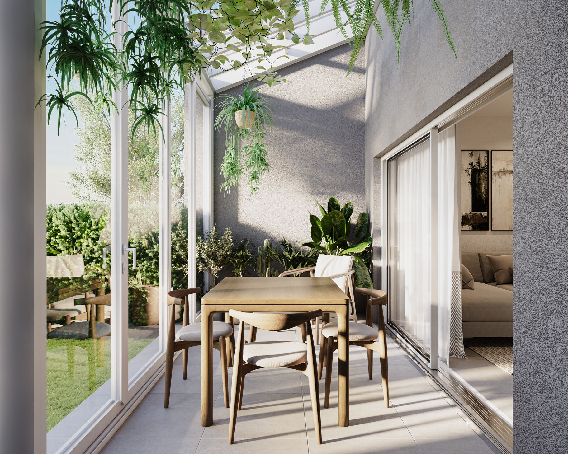 Serra bioclimatica affacciata sul living